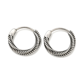 316 Surgical Stainless Steel Hoop Earrings, Twist, Antique Silver, 14x2.5mm