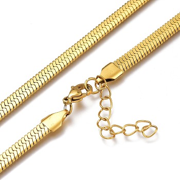 Unisex 304 Stainless Steel Herringbone Chain Necklaces, with Lobster Claw Clasps, Golden, 17.71 inch(45cm), 5mm