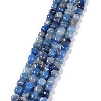Natural Blue Aventurine Beads Strands, Nuggets Tumbled Stone, 6.5~15x7~14x7~14mm, Hole: 1~1.4mm, about 32~33pcs/strand, 15.16~ 15.75 inch(38.5~40cm)