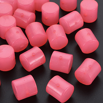 Imitation Jelly Acrylic Beads, Column, Hot Pink, 14.5x14.5mm, Hole: 1.8mm, about 200pcs/500g