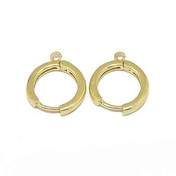Brass Huggie Hoop Earring Findings, Long-Lasting Plated, Circle Ring, Golden, 16.5x13.5x2mm, Hole: 1.2mm, Pin: 0.8mm