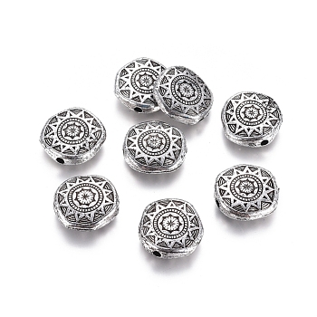 Antique Acrylic Beads, Flat Round, Antique Silver Plated, 19x17.5x5mm, Hole: 2mm