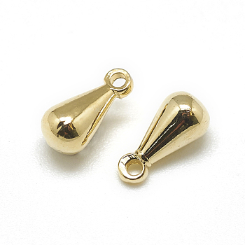 Brass Charms, Chain Extender Drop, Teardrop, Real 18K Gold Plated, 8x4mm, Hole: 1mm