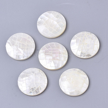16mm Seashell Color Flat Round White Shell Cabochons
