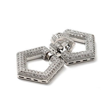 Brass Micro Pave Clear Cubic Zirconia Fold Over Clasps(KK-G414-11P)-3