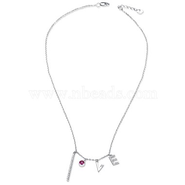 TINYSAND Word Love 925 Sterling Silver Cubic Zirconia Letter Pendant Necklaces(TS-N319-S)-2