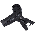 1Pc Alloy & Polyester & Resin Zipper, Black, 635x49x5.5mm(FIND-CY0002-19)