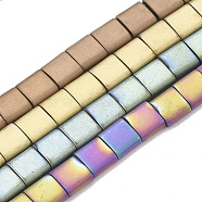 Vacuum Plating Electroplate Non-magnetic Synthetic Hematite Multi- Strand Links, Matte Style, Rectangle, Mixed Color, 6x6x3mm, Hole: 1.4mm, about 68pcs/strand, 15.7 inch(G-T114-01A)