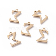 304 Stainless Steel Charms, Greek Alphabet, Golden, Letter.S, 14x10x1mm, Hole: 1.2mm(STAS-K215-21G)