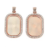 Alloy Rhinestone Pendant Cabochon Settings, Rectangle, Rose Gold, Tray: 37x23mm, 52.5x33.5x3.5mm, Hole: 6.5mm(DIY-XCP0003-64RG)