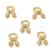 Rack Plating Brass Micro Pave Cubic Zirconia Links, Cadmium Free & Lead Free & Nickle Free, Real 18K Gold Plated, 23x12mm, Hole: 1.4mm(KK-M230-41G)