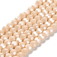 Opaque Glass Beads Strands, Faceted, Round, PeachPuff, 6mm, Hole: 1mm, about 98~100pcs/strand, 20.39~20.59 inch(51.8~52.3cm)(EGLA-A035-P6mm-A05)