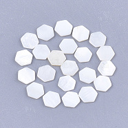 Freshwater Shell Cabochons, Hexagon, Seashell Color, 6x7x1mm(SHEL-S274-92)