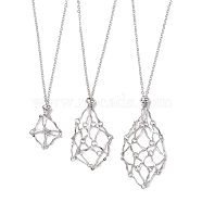 3Pcs 3 Sizes Stainless Steel Macrame Pouch Empty Stone Holder for Necklace Makings, Stainless Steel Color, 17.44~27.76 inch(44.3~70.5cm), 1Pc/size(NJEW-JN04825)