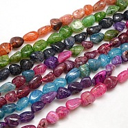 Nuggets Natural Crackle Agate Beads Strands, Dyed & Heated, Mixed Color, 8~16x8~12x6~10mm, Hole: 1mm, about 30~40pcs/strand, 15~16 inch(G-P031-M)