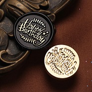 Happy Birthday Wax Seal Brass Stamp Heads, for Wax Seal Stamp, Golden, Word, 25x15mm, Inner Diameter: 7mm(AJEW-M038-01J-G)