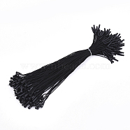 Polyester Cord with Seal Tag, Plastic Hang Tag Fasteners, Black, 160~200x0.6~0.8mm, Seal Tag: 10x2mm and 9x3mm, about 1000pcs/bag(CDIS-T001-01A)