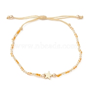 Adjustable Braided Bracelet, Brass & Glass & TOHO Round Seed Beaded Bracelets, for Women, Star, Inner Diameter: 1-3/4~3 inch(4.6~7.5cm)(BJEW-MZ00043-01)