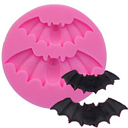 Food Grade Silicone Molds, Fondant Molds, For DIY Cake Decoration, Chocolate, Candy, UV Resin & Epoxy Resin Jewelry Making, Bat, Pink, 56x8mm, Inner Diameter: 38~51mm(X-DIY-E014-08)