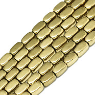 Electroplate Non-magnetic Synthetic Hematite Beads Strands, Rectangle, Real 18K Gold Plated, 5x3x3mm, Hole: 0.8mm, about 79~80pcs/strand, 15.75 inch(40cm)(G-S352-65A-01)