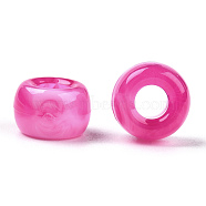 Acrylic Beads, Two Tone, Barrel, Camellia, 9x6mm, Hole: 3.7mm, about 1700pcs/500g(KY-C013-06E)