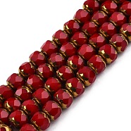 Glass Beads Strands, Column, Faceted, FireBrick, 6.5x7.5mm, Hole: 1mm, about 60Pcs/strand, 14.96''(38cm)(GLAA-E033-03D)