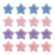 80Pcs 4 Colors Opaque Acrylic Beads, with Glitter Powder, Star, Mixed Color, 9.5x10x4mm, Hole: 1.6mm, 20pcs/color(MACR-FS0001-01A)