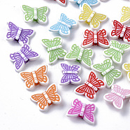 Craft Style Acrylic Beads, Butterfly, Mixed Color, 11x14x3.5mm, Hole: 1.6mm, about 175pcs/50g(X-MACR-T035-001)