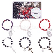 DIY Rosary Bead Necklace Bracelet Making Kit, Including Virgin Mary & Cross & Ross Alloy Link Connectors & Pendants & Clasp, Glass Pearl Beads, Iron Cable Chains, Mixed Color(DIY-SZ0009-59)