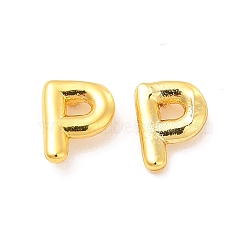 Brass Hollow Out Initial Letter Stud Earrings for Women, Real 18K Gold Plated, Lead Free & Cadmium Free, Letter.P, 7x5.5x1.5mm, Pin: 0.8mm(EJEW-A044-01G-P)