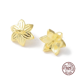 925 Sterling Silver Peg Bails Pin Charms, for Baroque Pearl Making, 6-Petal Flower, Real 18K Gold Plated, 6.5x7x6mm, Hole: 1.2mm, Pin: 0.7mm(STER-P050-08G)
