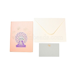 Rectangle 3D Pop Up Paper Greeting Card, with Paper Card and Envelope, Valentine's Day Wedding Birthday Invitation Card, Tree, 200x150x3mm, Open: 200x300x120mm(AJEW-F064-01C)