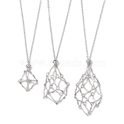 Non-Tarnish 3Pcs 3 Sizes Stainless Steel Macrame Pouch Empty Stone Holder for Necklace Makings, Stainless Steel Color, 17.44~27.76 inch(44.3~70.5cm), 1Pc/size(NJEW-JN04825)