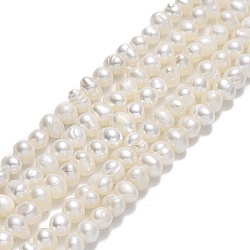 Natural Cultured Freshwater Pearl Beads Strands, Potato, Beige, 4~5x5~5.5x4.5~5mm, Hole: 0.6mm, about 78~79pcs/strand, 13.94 inch(35.4cm)(PEAR-F018-13B-01)