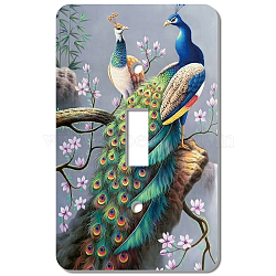 CREATCABIN 2Pcs Acrylic Light Switch Plate Outlet Covers, with Iron Screws, Wall Switch Plates Decoration, Rectangle, Peacock Pattern, 115x70mm, Hole: 5mm & 25x10mm(DIY-CN0001-93H)