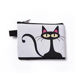 Cute Cat Polyester Zipper Wallets, Rectangle Coin Purses, Change Purse for Women & Girls, Pale Goldenrod, 11x13.5cm(ANIM-PW0002-28B)