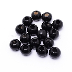 Spray Painted Xanthorroea Wood Beads, Round, Black, 20x16.5mm, Hole: 7mm, 100pcs/bag(WOOD-WH0015-23A)