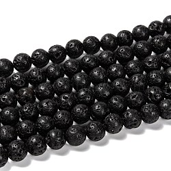 Natural Lava Rock Round Bead Strands, 8mm, Hole: 1mm, about 47pcs/strand, 15.7 inch(G-M169-8mm-03)