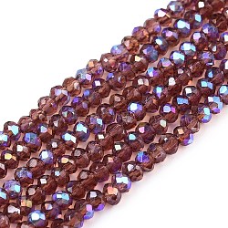 Electroplate Glass Beads Strands, Half Rainbow Plated, Faceted, Rondelle, Purple, 2.3~2.7x2mm, Hole: 0.4mm, about 150~155pcs/strand, 32~33cm(EGLA-A044-T1mm-L13)