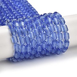 Transparent Glass Beads Strands, Faceted Barrel, Cornflower Blue, 5~6x4mm, Hole: 1mm, about 78~81pcs/strand, 15.94''~18.82''(40.5~47.8cm)(GLAA-G112-05E)