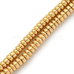 Electroplated Synthetic Non-Magnetic Hematite Beads Strands, Disc, Heishi Beads, Light Gold Plated, 2.5x1mm, Hole: 0.6mm, about 337pcs/strand, 16.06''(40.8cm)(G-I360-E01-02)
