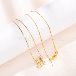 Brass Pave Clear Cubic Zirconia Pendant Box Chain Adjustable Slider Necklaces, Real 18K Gold Plated, Rack Plating, Long-Lasting Plated, Cadmium Free & Lead Free, Mixed Shapes, 19.17 inch(48.7cm)(NJEW-D348-03C-G)