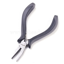 45# Carbon Steel Jewelry Pliers, Flat Nose Pliers, Ferronickel, Black, 128x82x16.5mm(PT-L007-33F)