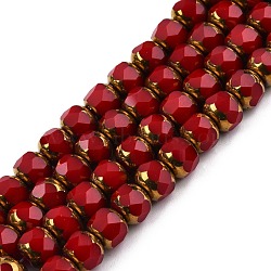 Glass Beads Strands, Column, Faceted, FireBrick, 6.5x7.5mm, Hole: 1mm, about 60Pcs/strand, 14.96''(38cm)(GLAA-E033-03D)