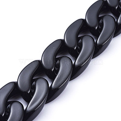 Handmade Opaque Acrylic Curb Chains, Twisted Chain, Oval, for Jewelry Making, Black, Link: 30x21x6mm, 39.37 inch(1m)/strand(X-AJEW-JB00564-02)