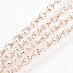 Iron Cable Chains, for DIY Jewelry Making, with Spool, Unwelded, Oval, Rose Gold, 3x2x0.5mm, about 32.8 Feet(10m)/roll(X-CH-S079-RG)