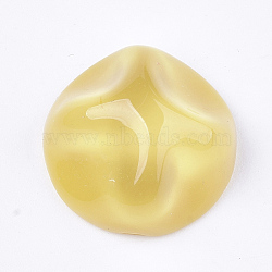 Resin Cabochons, Imitation Cat Eye, Waved Half Round, Gold, 15.5~16x9mm(RESI-S364-40A-06)