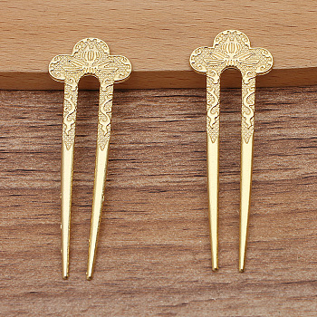 Ancient Alloy Hair Sticks, U-shape, Golden, 57x20mm