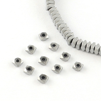 Square Electroplated Non-magnetic Synthetic Hematite Bead Spacers, Matte Style, Platinum Plated, 2x2x1mm, Hole: 1mm, about 357pcs/strand, 15.7 inch