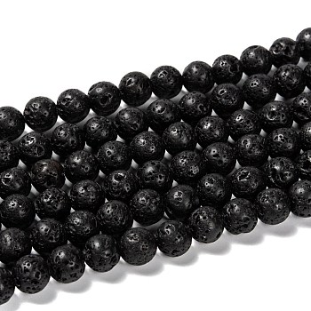 Natural Lava Rock Round Bead Strands, 8mm, Hole: 1mm, about 47pcs/strand, 15.7 inch